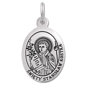 Medalik srebrny z wizerunkiem Św. Stanisława Kostki