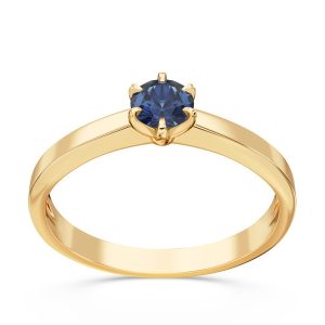 Pierścionek zaręczynowy z żółtego złota z szafirem CP-2420Z