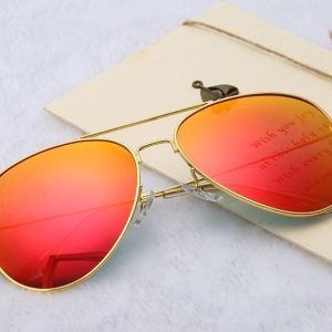 Okulary Pilotki złoto pomarańczowe aviator przeciwsłoneczne 2163h ze skazą