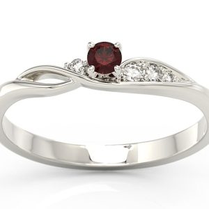 Pierścionek z białego złota z granatem i brylantami BP-7810B