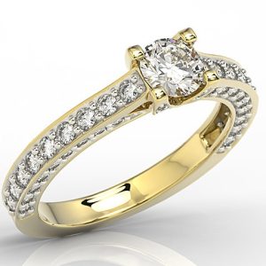 Pierścionek z żółtego złota z brylantami LP-16Z-R