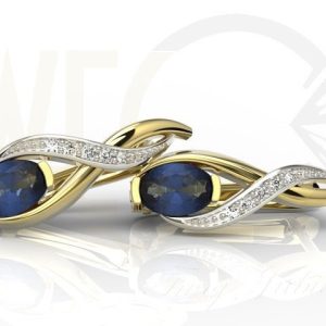 Zestaw z żółtego i białego złota z szafirem i brylantami AP-69ZB-ZEST