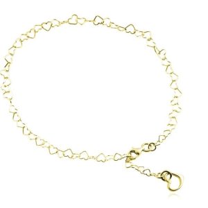 Bransoletka łańcuszkowa serca z Sercem - 24k złocenie