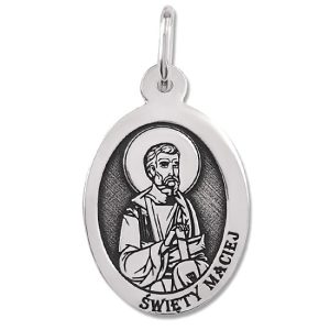 Medalik srebrny z wizerunkiem Św. Macieja