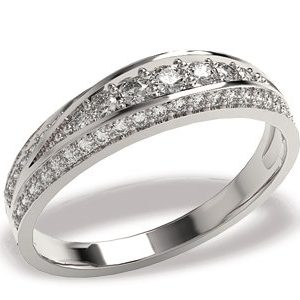 Pierścionek z białego złota z diamentami LP-49B