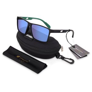 Męskie okulary przeciwsłoneczne z polaryzacją i filtrem UV400 POL-990A PolarZone czarne/zielone