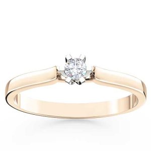 Pierścionek zaręczynowy z różowego i białego złota z brylantem LP-8012PB