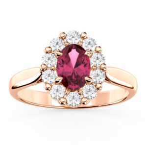 Pierścionek zaręczynowy z rubinem i diamentami BP-57P