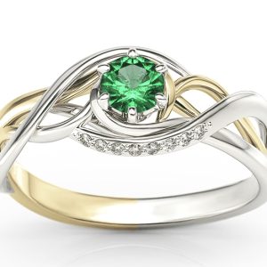 Pierścionek z białego i żółtego złota ze szmaragdem i brylantami BP-7130BZ