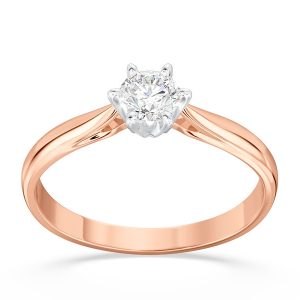 Pierścionek zaręczynowy z różowego i białego złota z brylantem AP-6627PB