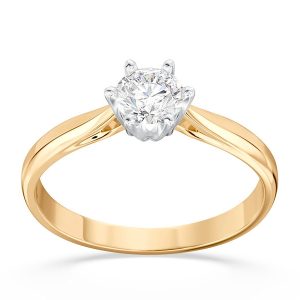 Pierścionek z brylantem certyfikowanym 0,40ct F/VVS1 z żółtego i białego złota AP-6640ZB