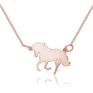 Srebrny naszyjnik Konik w galopie - rose gold - grawer