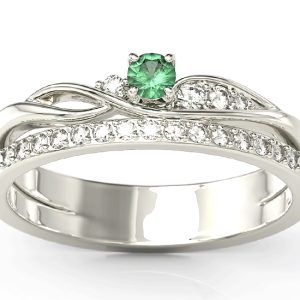 Pierścionek z białego złota ze szmaragdem i brylantami BP-77B-SZM/D