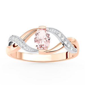 Pierścionek z różowego i białego złota z morganitem i brylantami AP-69PB