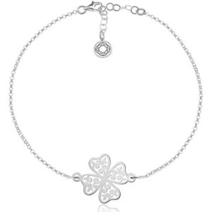 Srebrna bransoletka ażurowa Koniczynka