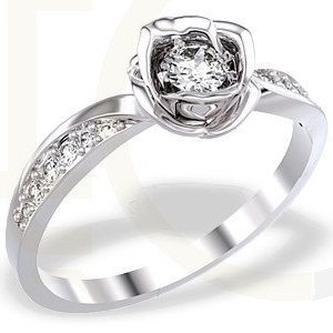 Zestaw z białego złota w kształcie róży z diamentami LP-42B