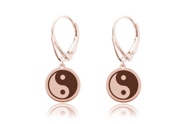 Damskie Kolczyki z Symbolem Yin Yang ze Srebra pr. 925 - rose gold