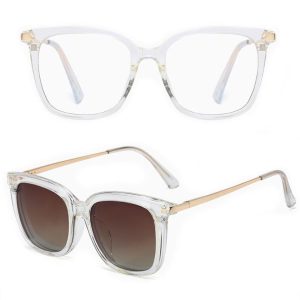 Bezbarwne Damskie okulary do komputera z nakładką przeciwsłoneczną Clip-on 25109E