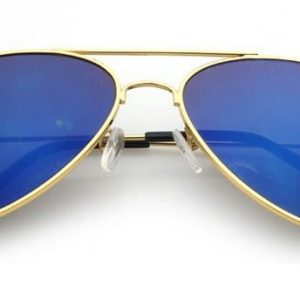 Okulary Aviator złoto-niebieskie Pilotki przeciwsłoneczne 3025