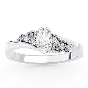 Pierścionek z białego złota AP-39B z białym szafirem i diamentami 0,03 ct