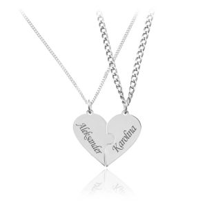 Srebrny komplet naszyjnikow z Sercem - Grawer Gratis!