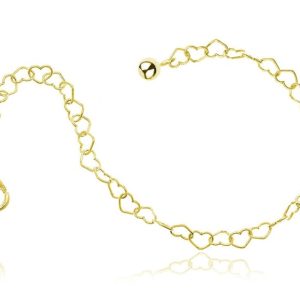 Srebrna bransoletka splot serca - 24k złocenie