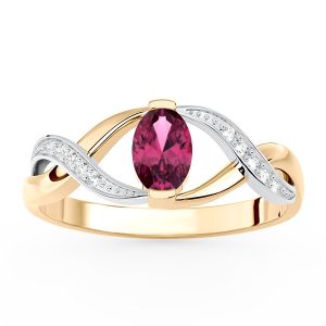 Pierścionek z żółtego i białego złota z rubinem i brylantami AP-69ZB