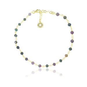 Srebrna Bransoletka Bianca z Turmalinami - 24k złocenie