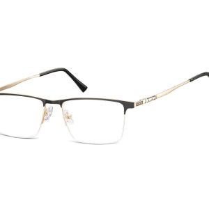 Okulary zerówki korekcyjne Prostokątne Żyłkowe 908 czarno-złote