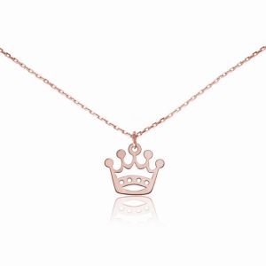 Srebrny naszyjnik korona - rose gold