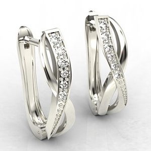 Kolczyki z białego złota z cyrkoniami LPK-67B-C