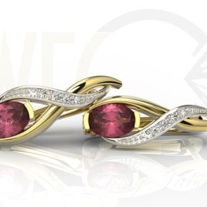 Zestaw z żółtego i białego złota z rubinami i brylantami AP-69ZB-ZEST