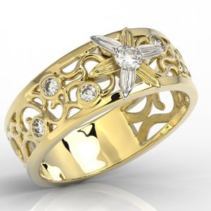Pierścionek z żółtego i białego złota z diamentami LP-43ZB