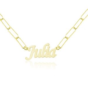 Naszyjnik z dowolnym imieniem / słowem - gruby łańcuszek - 24k złocenie