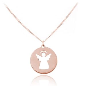 Naszyjnik Aniołek - Pamiątka Chrztu - rose gold