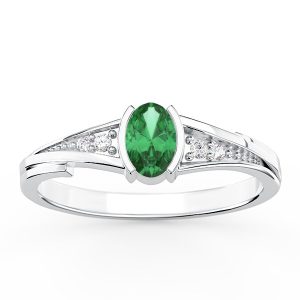 Pierścionek ze złota ze szmaragdem i diamentami JP-2705B