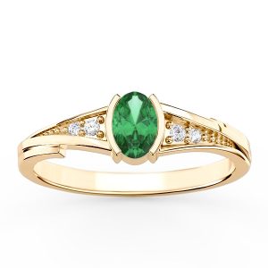 Pierścionek ze złota ze szmaragdem i diamentami JP-2705Z-R
