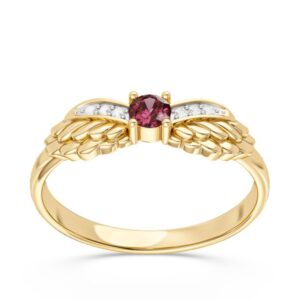 Pierścionek z żółtego złota z rubinem i brylantami CP-62Z
