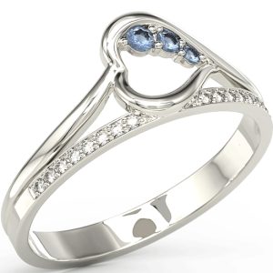 Pierścionek z białego złota z szafirami i brylantami BP-83B