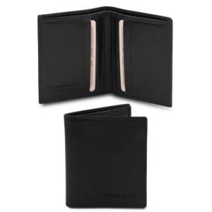 Tuscany Leather - 2 krotnie składany skórzany portfel męski, kolor czarny TL142064