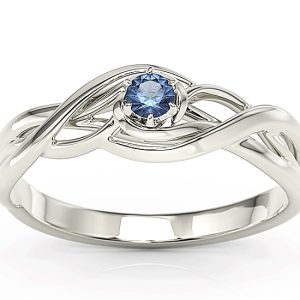 Pierścionek z białego złota z szafirem BP-72B-SZA