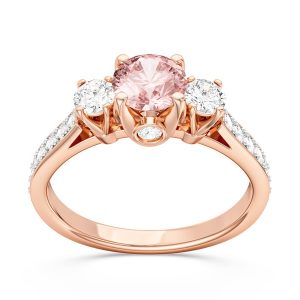 Pierścionek z różowego złota z morganitem i brylantami CP-31P