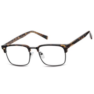 Okulary półramkowe zerówki prostokątne oprawki korekcyjne 878F panterkowy/grafitowy
