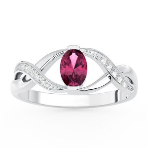 Pierścionek z białego złota z rubinem i brylantami AP-69B