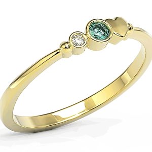 Pierścionek z żółtego złota z cyrkoniami Swarovski mietową i białą BP-6807Z-C