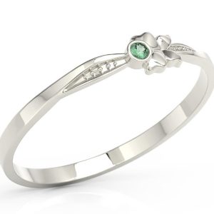 Pierścionek motylek z białego złota z zieloną cyrkonią BP-89B-C