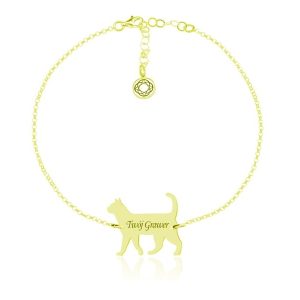 Srebrna bransoletka - Kot - Grawer! 24k złocenie