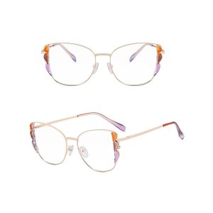 Damskie kocie okulary zerówki do komputera BLUE LIGHT z flexami 25129F