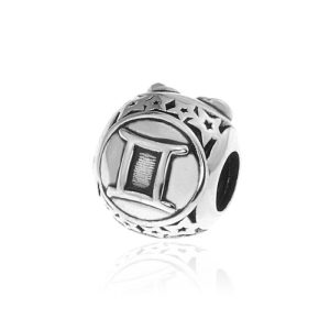 Srebrny Charms Beads - Znak zodiaku Bliźnięta
