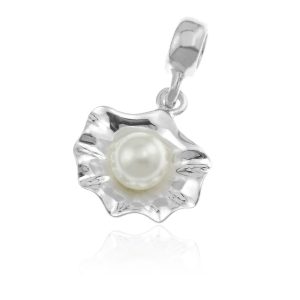 Srebrny Charms Beads - Muszla i Perła